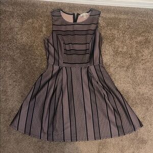 Monteau Black and Pink Striped Midi Dress